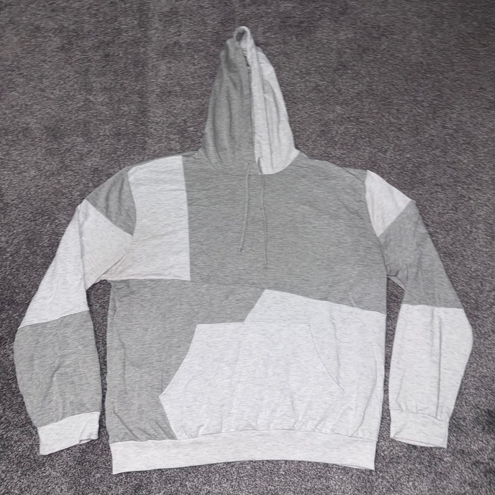 Fashion Nova Men's or Women's Grey and White Patchwork Hoodie Size M or L